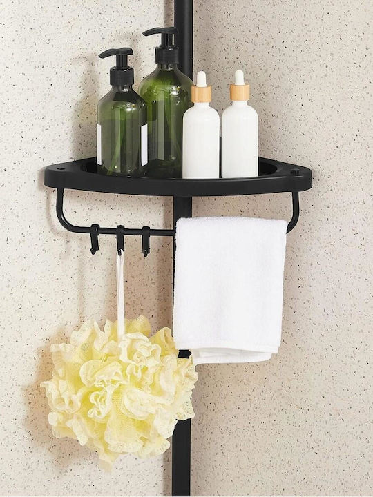 Ecke Boden Badezimmerregal Metallisch mit 4 Regalböden 25x25x35cm Schwarz
