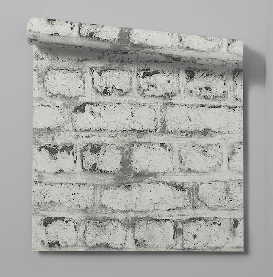 White Grey Faded Brick Wall Wallpaper 362802 53cm X 10m