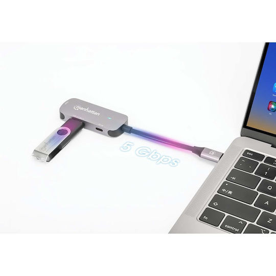 Manhattan USB-C Docking Station με HDMI 4K PD Γκρι (190299)