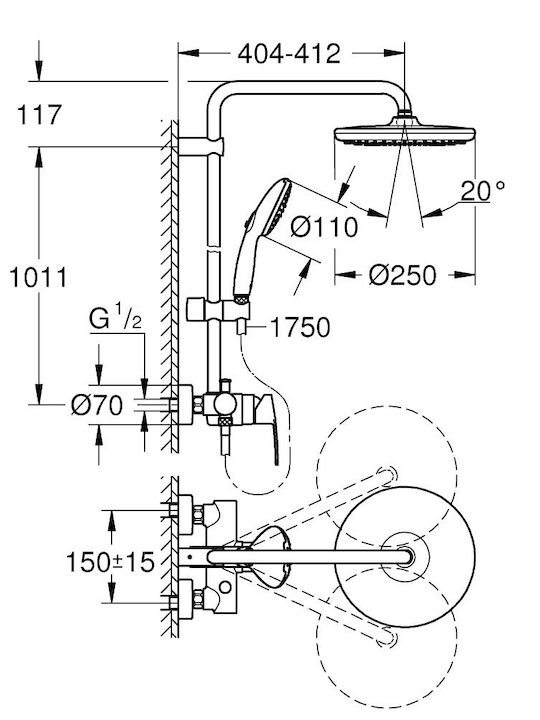 Grohe System Duschsäule ohne Armatur Silber