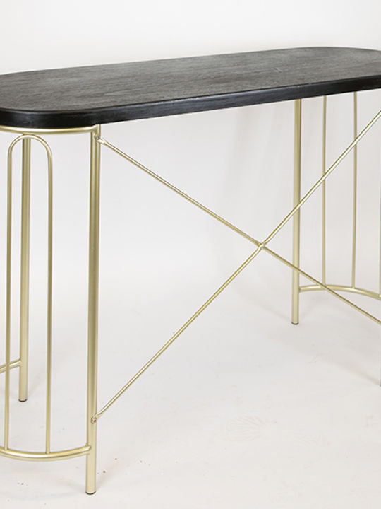 Metal Console Table Gold Black L120xW40xH80cm