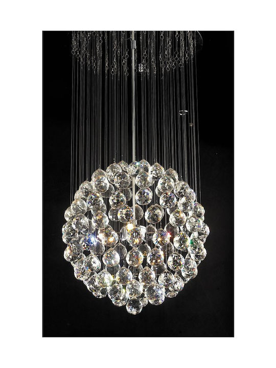 Aca Pendant Light Silver with Crystals for 4 Bulbs G9