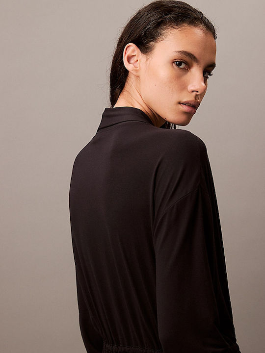 Calvin Klein Χειμερινή Γυναικεία Ρόμπα Μαύρη