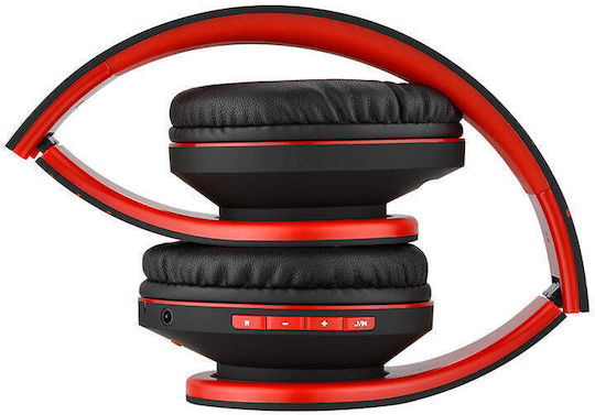 PowerLocus PowerLocus Wireless Wired Over Ear Headphones with Radio and 20 Hours Playing Time Black-Red