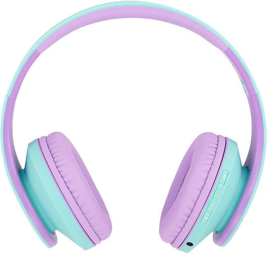 PowerLocus P2 Kids Ασύρματα / Ενσύρματα Παιδικά Over Ear Ακουστικά με Ραδιόφωνο με 20 ώρες Λειτουργίας Blue-Purple