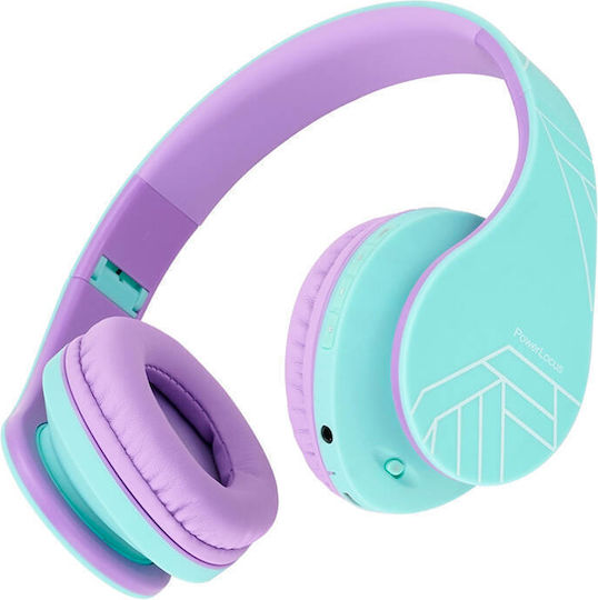PowerLocus P2 Kids Ασύρματα / Ενσύρματα Παιδικά Over Ear Ακουστικά με Ραδιόφωνο με 20 ώρες Λειτουργίας Blue-Purple