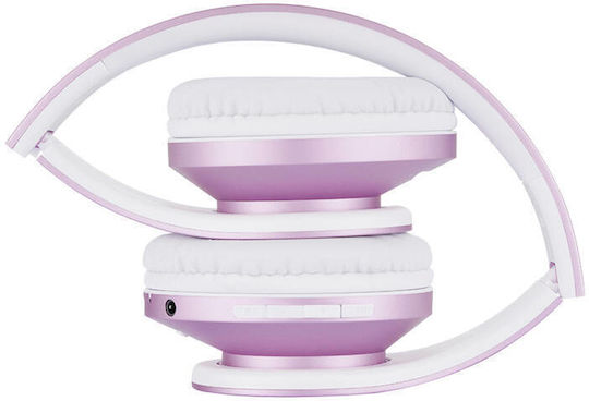 PowerLocus P2 Kids Ασύρματα / Ενσύρματα Παιδικά Over Ear Ακουστικά με Ραδιόφωνο με 20 ώρες Λειτουργίας Pink-White