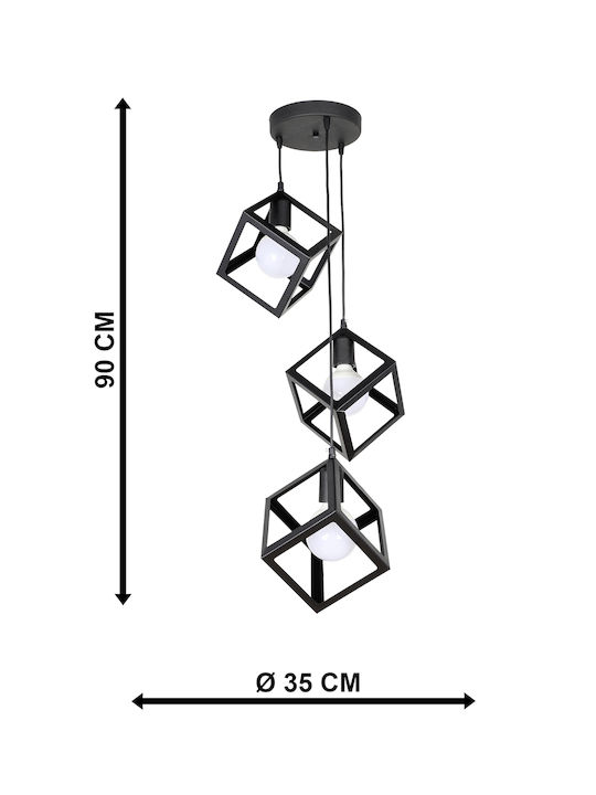 ARlight PDT 1249-3 ΒΚ Pendant Light Black with Socket E27 35x95cm