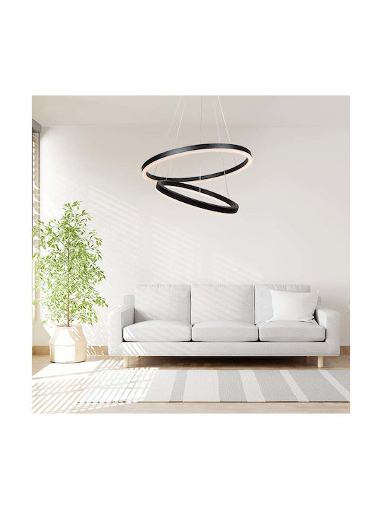 Lightex Κρεμαστό Φωτιστικό Μαύρο LED με Ρυθμιζόμενο Λευκό Φως 60εκ.