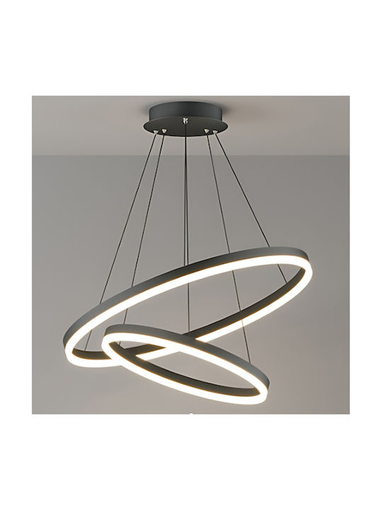 Lightex Κρεμαστό Φωτιστικό Μαύρο LED με Ρυθμιζόμενο Λευκό Φως 60εκ.