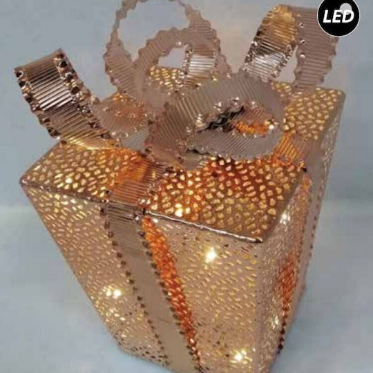 Panafan Осветена Коледна Метална Фигура Кутия Медно 30x30x30см.
