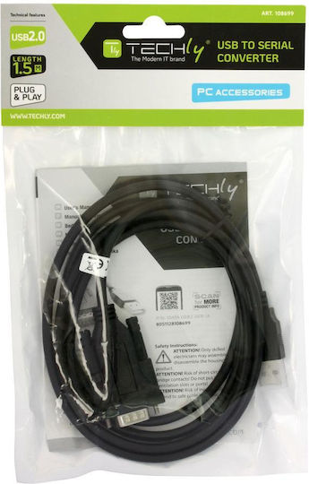 Μετατροπέας Techly Usb 2.0 To Serial Rs-232 1,5 Meter