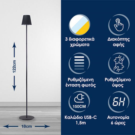 Beper LED Stehlampe H122cm. Schwarz Beper LED Stehlampe H122cm. Schwarz