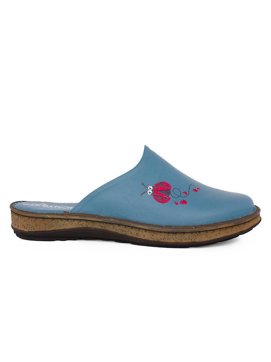 Castor Anatomic Anatomical Leather Women's Slippers in Blue color