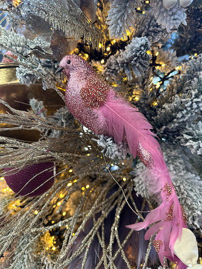 XMASfest Weihnachtliche Stoff Figur Kleiner Vogel Rosa Höhe 32cm 6Stück