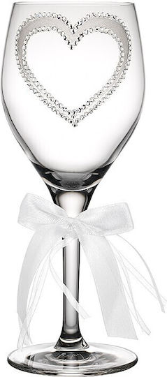 Ioannis European Crystals Set Carafă de Nuntă cu Pahar de Vin din Cristal Alb 2buc