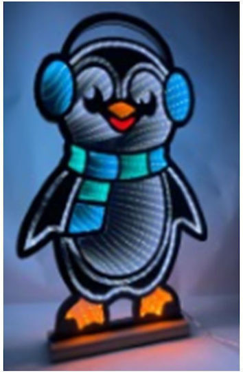 Iliadis Illuminated Christmas Wooden Figure Penguin Height 40cm Base