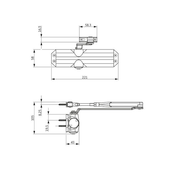 Gretsch-Unitas Door Return Mechanism for Doors up to 110cm and 80kg Brown