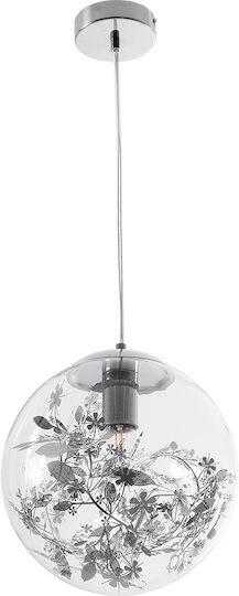 GloboStar Harper Ceiling Light Silver Ball with E27 Socket 25x25x30cm