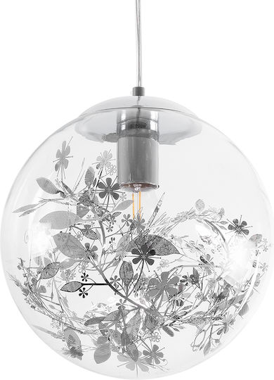 GloboStar Harper Ceiling Light Silver Ball with E27 Socket 25x25x30cm