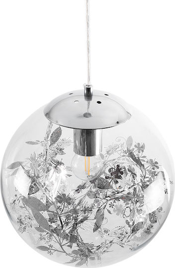 GloboStar Harper Ceiling Light Silver Ball with E27 Socket 25x25x30cm