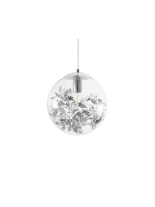 GloboStar Harper Deckenleuchte Silber Kugel mit Lampenbirnensockel E27 25x25x30cm