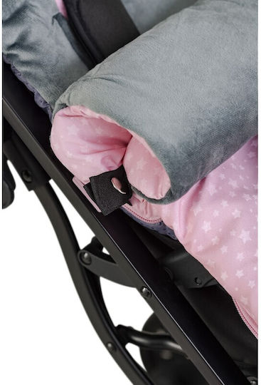 Interbaby Panda Luna Universal Ποδόσακος Καροτσιού Ροζ με Βελούδινη Επένδυση 90x46εκ.