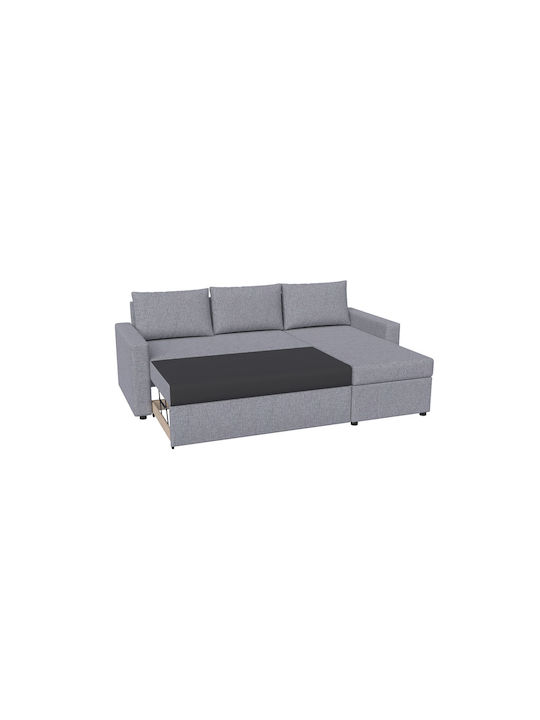 Concept Corner Couch Bed with Reversible Angle & Storage Space Grey 218x153x80 cm