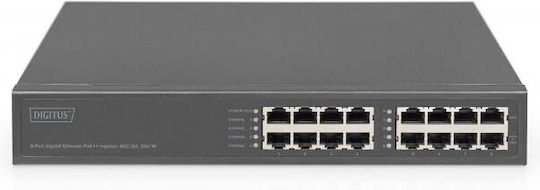 Network Switch Digitus 8-port Gigabitgabit Poe + Injektor 250w Schw