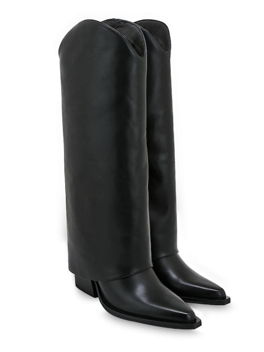 Exe Damenstiefel Cowboy mit hohem Absatz Schwarz