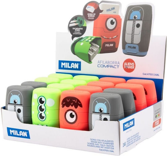 Milan Double Sharpener with Eraser (Μiscellaneous Colours)