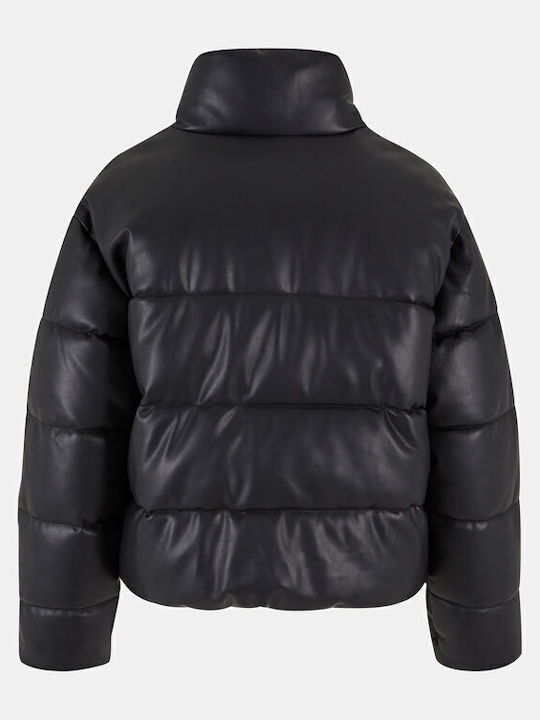 Κοντό Γυναικείο Puffer Μπουφάν για Χειμώνα Black