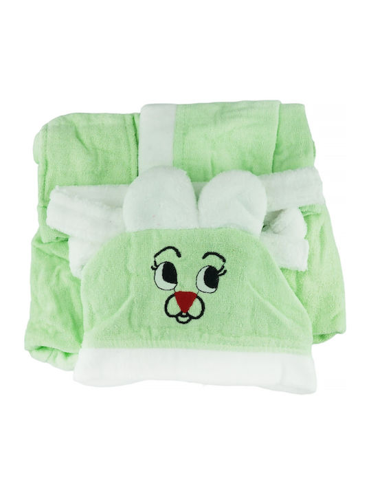 Minilori Baby Παιδικό Μπουρνούζι Green με Κουκούλα