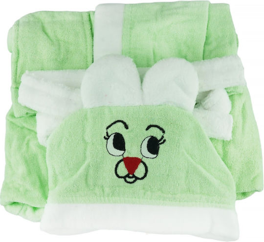 Minilori Baby Halat de Baie pentru Copii Verde cu Glugă