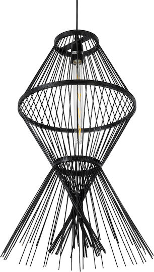 GloboStar Yoshi Ceiling Light Black Boho Grid with E27 Socket 35x35x60cm