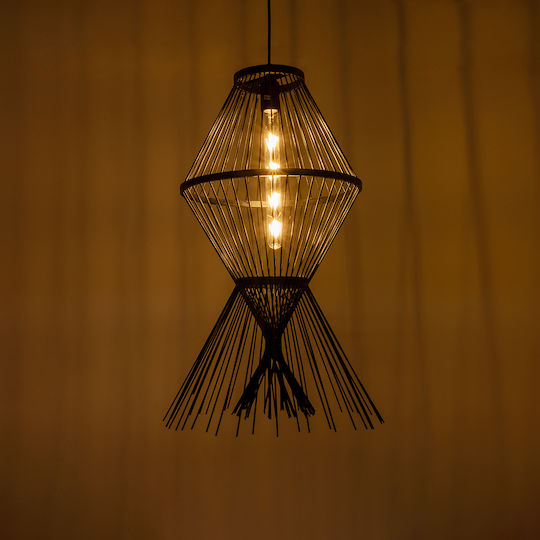 GloboStar Yoshi Ceiling Light Black Boho Grid with E27 Socket 35x35x60cm