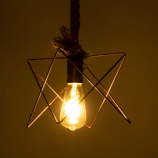 GloboStar Kazemi Ceiling Light Orange with Rope for E27 Bulb 18x18x17cm