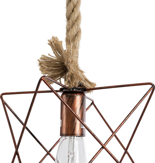 GloboStar Kazemi Ceiling Light Orange with Rope for E27 Bulb 18x18x17cm