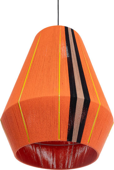 GloboStar Habana Hängelampe Orange Boho Raster mit Fassung E27 50x52x60cm.