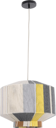 GloboStar Salerno Pendant Light Yellow Boho Grid with Socket E27 42x42x35cm