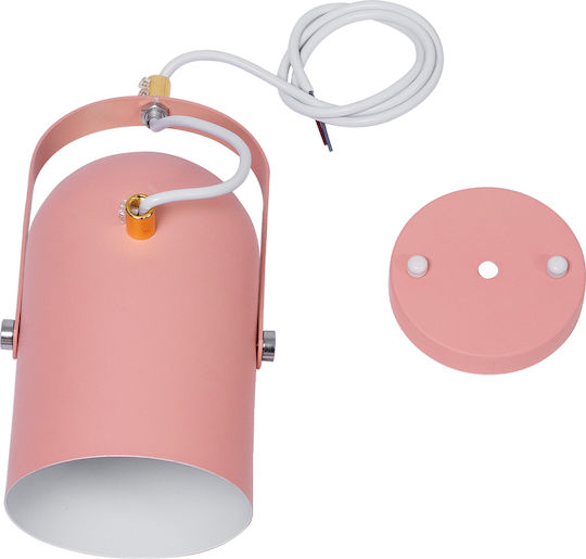 GloboStar Hazel Κρεμαστό Φωτιστικό Ροζ με Ντουί E27 12x18x27εκ.
