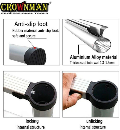 Crownman Scara telescopică Aluminiu 13 Scări cu înălțime maximă de 3.8m