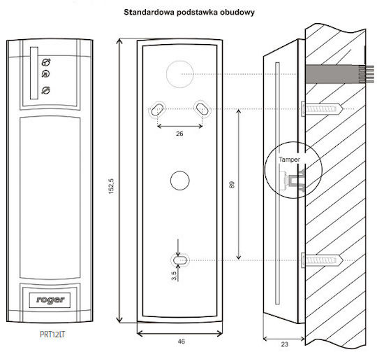 Proximity Reader Roger Prt12lt-bk-g