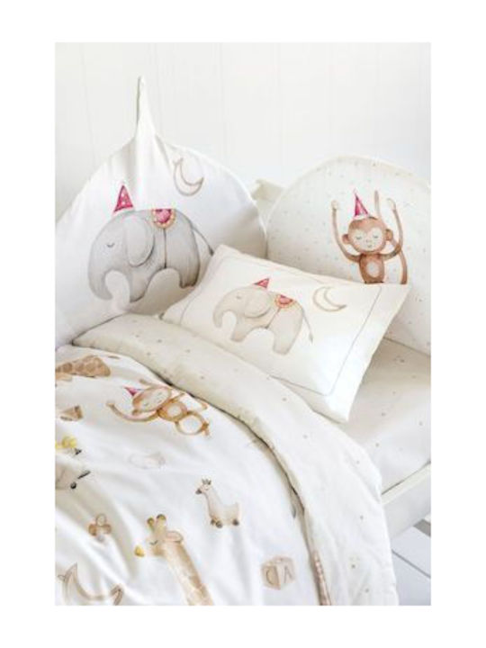 Nima Cotton Baby Quilt Zoo Party 100x140cm White