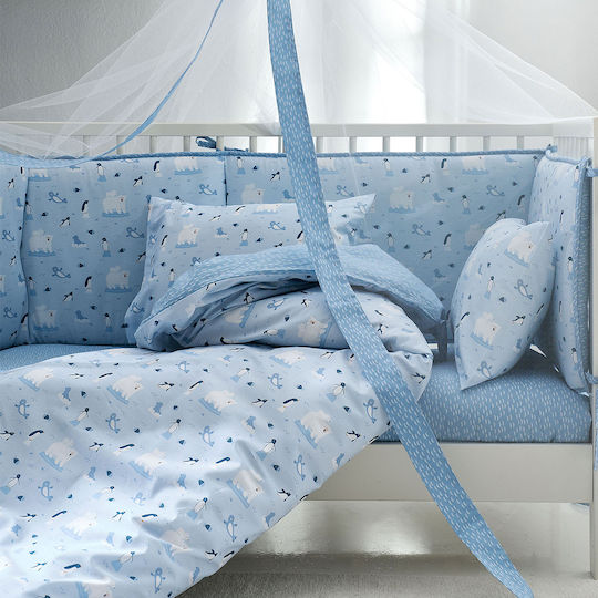 Vesta Home Arktos Βρεφικό Κουβερλί Διπλής Όψης Βαμβακερό Γαλάζιο 120x160cm
