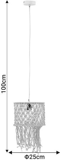 Inart Zelian Pendant Light Beige with Rope for Socket E27 55x55x100cm