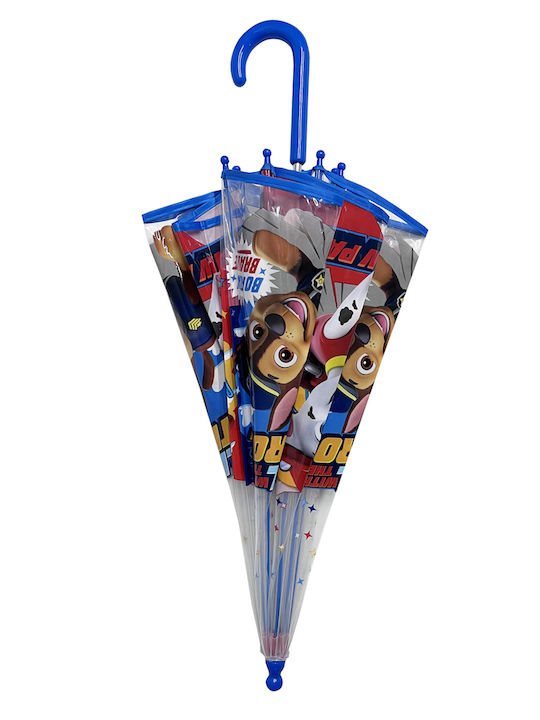Paw Patrol Kids Curved Handle Umbrella with Diameter 45cm Transparent
