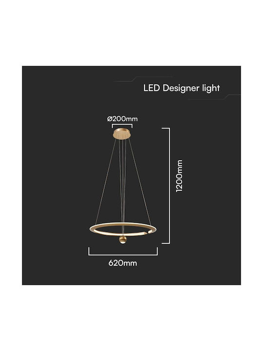 V-TAC Pendant Light Gold 62x60cm
