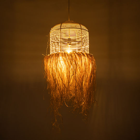 GloboStar Basseterre Ceiling Light Beige Boho Grid with E27 Socket 35x35x60cm