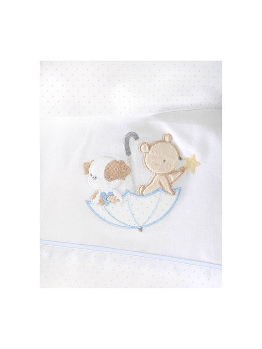 Rythmos Blanket Cot Waffle White Sky Blue 120x150cm